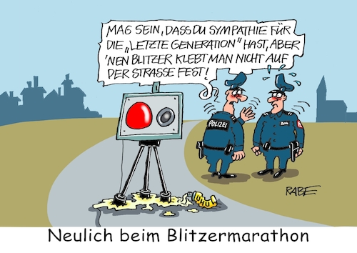 Cartoon: Blitzermarathon (medium) by RABE tagged blitzer,blitz,blitzermarathon,marathon,raser,autofahrer,polizei,geschwindigkeitsmessung,geschwindigkeitskontrolle,rabe,ralf,böhme,cartoon,karikatur,pressezeichnung,farbcartoon,tagescartoon,straße,klimaaktivisten,klimakleber,generation,leim,kleber,uhu,leimtube,verkehr,straßenverkehr,blitzer,blitz,blitzermarathon,marathon,raser,autofahrer,polizei,geschwindigkeitsmessung,geschwindigkeitskontrolle,rabe,ralf,böhme,cartoon,karikatur,pressezeichnung,farbcartoon,tagescartoon,straße,klimaaktivisten,klimakleber,generation,leim,kleber,uhu,leimtube,verkehr,straßenverkehr