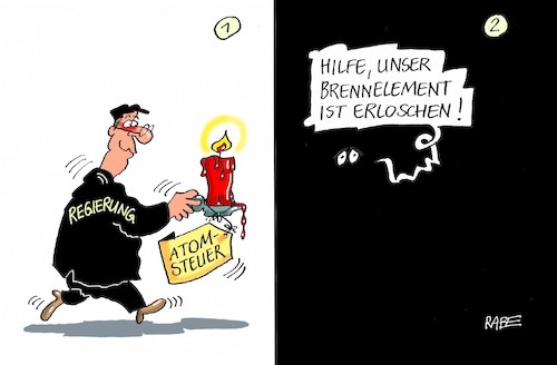 Cartoon: Brennelement erloschen (medium) by RABE tagged brennelement,brennelementesteuer,atomsteuer,bundesverfassungsgericht,bvg,bundesregierung,atomkonzerne,klatsche,grundgesetz,energieriesen,rückerstattung,milliarden,rabe,ralf,böhme,cartoon,karikatur,pressezeichnung,farbcartoon,tagescartoon,kerze,wachskerze,licht,flamme,docht,dunkel,duster,dunkelheit,brennelement,brennelementesteuer,atomsteuer,bundesverfassungsgericht,bvg,bundesregierung,atomkonzerne,klatsche,grundgesetz,energieriesen,rückerstattung,milliarden,rabe,ralf,böhme,cartoon,karikatur,pressezeichnung,farbcartoon,tagescartoon,kerze,wachskerze,licht,flamme,docht,dunkel,duster,dunkelheit