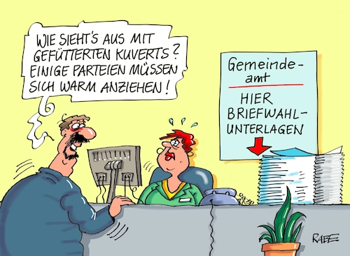 Cartoon: Briefwahl immer nochmal (medium) by RABE tagged bundestagswahl,fdp,lindner,wer,wem,union,spd,groko,rabe,ralf,böhme,cartoon,karikatur,pressezeichnung,farbcartoon,tagescartoon,sense,tod,hürde,bundestagswahlkampf,schulz,ampel,bundesliga,sportschau,brief,briefwahl,wählerstimmen,umfragewerte,kuvert,briefumschlag,gemeindeamt,stimmabgabe,bundestagswahl,fdp,lindner,wer,wem,union,spd,groko,rabe,ralf,böhme,cartoon,karikatur,pressezeichnung,farbcartoon,tagescartoon,sense,tod,hürde,bundestagswahlkampf,schulz,ampel,bundesliga,sportschau,brief,briefwahl,wählerstimmen,umfragewerte,kuvert,briefumschlag,gemeindeamt,stimmabgabe