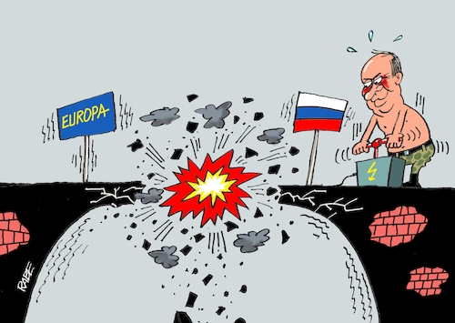 Cartoon: Brückenabreisser (medium) by RABE tagged usa,biden,telefonat,putin,moskau,kreml,kremlchef,rabe,ralf,böhme,cartoon,karikatur,pressezeichnung,farbcartoon,tagescartoon,ukraine,ukrainekrise,nato,telefonleitung,gipfel,ukrainegipfel,macron,brücke,einsturz,sprengung,europa,abbruch,ukrainekonflikt,osteuropa,krieg,drohung,usa,biden,telefonat,putin,moskau,kreml,kremlchef,rabe,ralf,böhme,cartoon,karikatur,pressezeichnung,farbcartoon,tagescartoon,ukraine,ukrainekrise,nato,telefonleitung,gipfel,ukrainegipfel,macron,brücke,einsturz,sprengung,europa,abbruch,ukrainekonflikt,osteuropa,krieg,drohung