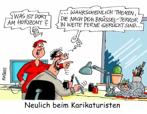 Cartoon: Brüssel (medium) by RABE tagged fenster,ferne,zeichntisch,karikaturist,is,sprengstoffgürtel,selbstmordattentäter,anschläge,terror,brüssel,pressezeichnung,karikatur,cartoon,böhme,ralf,rabe,islamisten,tagescartoon,farbcartoon,brüssel,terror,anschläge,selbstmordattentäter,sprengstoffgürtel,is,islamisten,rabe,ralf,böhme,cartoon,karikatur,pressezeichnung,farbcartoon,tagescartoon,karikaturist,zeichntisch,ferne,fenster