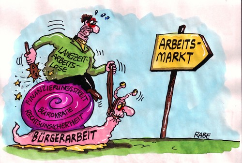 Cartoon: Bürgerarbeit (medium) by RABE tagged bürgerarbeit,langzeitarbeitslose,arbeitsmarkt,bundesregierung,merkel,kanzlerin,krise,euro,gehälter,lohn,gewerkschaften,sozialhilfe,hartz,iv,finanzierungsstreit,rechtsunsicherheit,bürokratie,behörden,ämter,willkür,behördenwillkür,beamte,arbeitsamt,arbeitsagentur,schnecke,kriechspur,schneckenhaus,wegweiser,arbeitslosenunterstützung,job,jobcenter,bürgerarbeit,langzeitarbeitslose,bundesregierung,merkel,krise,arbeitsmarkt