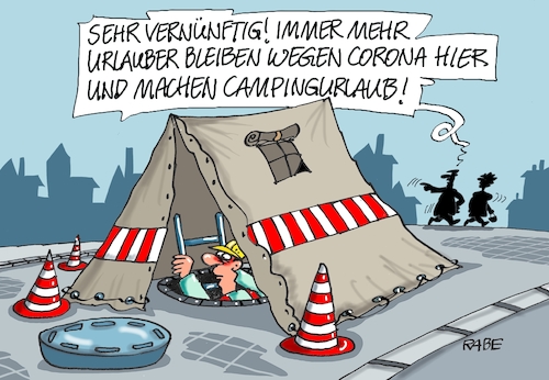 Cartoon: Camper (medium) by RABE tagged virus,corona,pandemie,coronakrise,rabe,ralf,böhme,cartoon,karikatur,pressezeichnung,farbcartoon,tagescartoon,viren,virenschutz,mundschutz,desinfektion,föderal,föderalismus,ländersache,lokerungen,hotspot,gütersloh,laschet,urlau,ferien,urlauber,camping,campingurlaub,zelt,zelten,virus,corona,pandemie,coronakrise,rabe,ralf,böhme,cartoon,karikatur,pressezeichnung,farbcartoon,tagescartoon,viren,virenschutz,mundschutz,desinfektion,föderal,föderalismus,ländersache,lokerungen,hotspot,gütersloh,laschet,urlau,ferien,urlauber,camping,campingurlaub,zelt,zelten