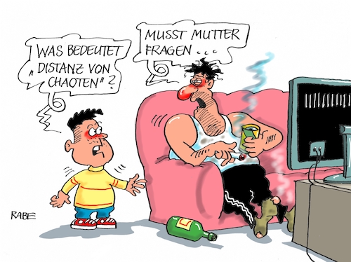 Cartoon: Chaotisches (medium) by RABE tagged hamburg,sturmflut,zwanzig,gipfel,militante,linke,linksextremisten,rabe,ralf,böhme,cartoon,karikatur,pressezeichnung,farbcartoon,tagescartoon,welle,gewalt,innenminister,chaoten,chaostage,distanz,vater,sohn,mutter,eltern,hamburg,sturmflut,zwanzig,gipfel,militante,linke,linksextremisten,rabe,ralf,böhme,cartoon,karikatur,pressezeichnung,farbcartoon,tagescartoon,welle,gewalt,innenminister,chaoten,chaostage,distanz,vater,sohn,mutter,eltern