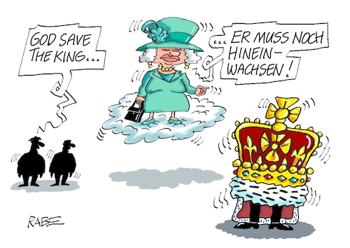 Cartoon: Charles wächst (medium) by RABE tagged queen,elisabeth,london,england,königin,prinz,könig,charles,buckingham,palace,windsor,windsors,william,rabe,ralf,böhme,cartoon,karikatur,pressezeichnung,farbcartoon,tagescartoon,tod,himmel,wolke,krone,thronfolger,king,großbritannien,trauer,prince,palast,monarchen,königshaus,westminster,abbey,hall,schottland,trauerreise,premier,souverän,monarchin,monarchie,königreich,queen,elisabeth,london,england,königin,prinz,könig,charles,buckingham,palace,windsor,windsors,william,rabe,ralf,böhme,cartoon,karikatur,pressezeichnung,farbcartoon,tagescartoon,tod,himmel,wolke,krone,thronfolger,king,großbritannien,trauer,prince,palast,monarchen,königshaus,westminster,abbey,hall,schottland,trauerreise,premier,souverän,monarchin,monarchie,königreich