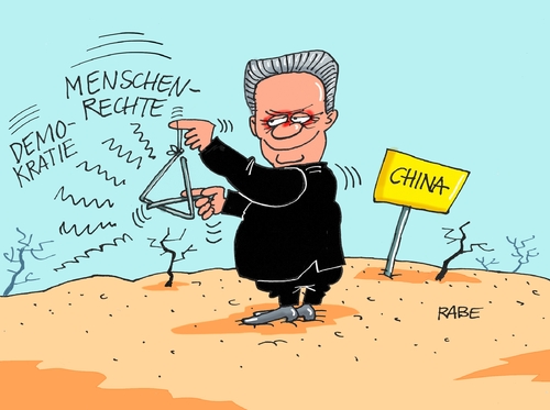 Cartoon: Chinabesuch (medium) by RABE tagged gauck,bundespräsident,china,chinabesuch,kritik,menschenrechte,demokratie,rabe,ralf,böhme,cartoon,karikatur,pressezeichnung,farbcartoon,tagescartoon,mahner,pfarrer,wüste,triangel,gauck,bundespräsident,china,chinabesuch,kritik,menschenrechte,demokratie,rabe,ralf,böhme,cartoon,karikatur,pressezeichnung,farbcartoon,tagescartoon,mahner,pfarrer,wüste,triangel