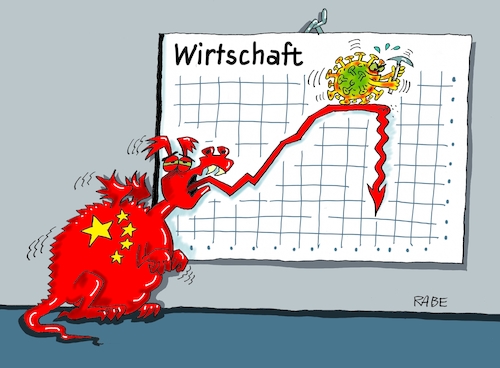 Cartoon: Chinawirtschaft (medium) by RABE tagged trump,präsident,usa,china,handelskrieg,strafzölle,peking,rabe,ralf,böhme,cartoon,karikatur,pressezeichnung,farbcartoon,tagescartoon,atomtests,atomgespräche,nordkorea,südkorea,bilanz,diagramm,corona,coronavirus,drachen,epedemie,pandemie,wirtschaftsbilanz,pfeil,krankheit,quarantäne,patienten,mundschutz,lungenkrankheit,sars,konjunktur,aufschwung,abschwung,börse,handel,trump,präsident,usa,china,handelskrieg,strafzölle,peking,rabe,ralf,böhme,cartoon,karikatur,pressezeichnung,farbcartoon,tagescartoon,atomtests,atomgespräche,nordkorea,südkorea,bilanz,diagramm,corona,coronavirus,drachen,epedemie,pandemie,wirtschaftsbilanz,pfeil,krankheit,quarantäne,patienten,mundschutz,lungenkrankheit,sars,konjunktur,aufschwung,abschwung,börse,handel