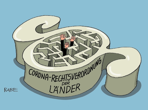 Cartoon: Corona Rechtsverordnung (medium) by RABE tagged virus,corona,pandemie,coronakrise,rabe,ralf,böhme,cartoon,karikatur,pressezeichnung,farbcartoon,tagescartoon,viren,virenschutz,mundschutz,desinfektion,föderal,föderalismus,ländersache,rechtsverordnung,coronarechtsverordnung,strafe,kontaktsperre,ausgangsbeschränkung,maskenpflicht,kontrollen,überwachung,paragraphen,polizei,richter,staatsanwälte,irrgarten,chaos,länder,bundesländer,virus,corona,pandemie,coronakrise,rabe,ralf,böhme,cartoon,karikatur,pressezeichnung,farbcartoon,tagescartoon,viren,virenschutz,mundschutz,desinfektion,föderal,föderalismus,ländersache,rechtsverordnung,coronarechtsverordnung,strafe,kontaktsperre,ausgangsbeschränkung,maskenpflicht,kontrollen,überwachung,paragraphen,polizei,richter,staatsanwälte,irrgarten,chaos,länder,bundesländer