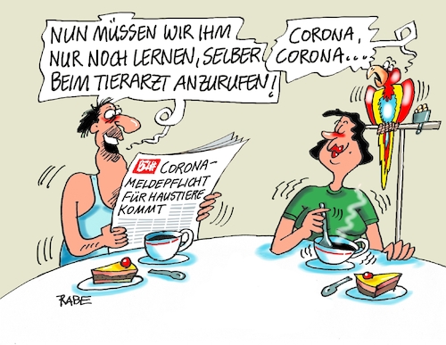 Cartoon: Coronagei (medium) by RABE tagged virus,corona,pandemie,coronakrise,rabe,ralf,böhme,cartoon,karikatur,pressezeichnung,farbcartoon,tagescartoon,viren,virenschutz,mundschutz,desinfektion,föderal,föderalismus,ländersache,meldepflicht,tiere,katzen,hunde,papagei,tierarzt,tierärzte,veterinäramt,tierarztpraxis,kleintierpraxis,virus,corona,pandemie,coronakrise,rabe,ralf,böhme,cartoon,karikatur,pressezeichnung,farbcartoon,tagescartoon,viren,virenschutz,mundschutz,desinfektion,föderal,föderalismus,ländersache,meldepflicht,tiere,katzen,hunde,papagei,tierarzt,tierärzte,veterinäramt,tierarztpraxis,kleintierpraxis