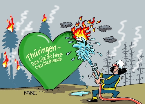 Cartoon: Das Grüne Herz (medium) by RABE tagged klimawandel,hitze,hitzewelle,trockenheit,temperaturanstieg,rabe,ralf,böhme,cartoon,karikatur,pressezeichnung,farbcartoon,tagescartoon,servic,telefon,servicetelefon,dwd,hochstufung,wald,waldbrand,feuer,flamme,löschzug,feuerwehr,schlauch,thüringen,klimawandel,hitze,hitzewelle,trockenheit,temperaturanstieg,rabe,ralf,böhme,cartoon,karikatur,pressezeichnung,farbcartoon,tagescartoon,servic,telefon,servicetelefon,dwd,hochstufung,wald,waldbrand,feuer,flamme,löschzug,feuerwehr,schlauch,thüringen