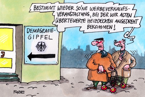 Cartoon: Demografiegipfel (medium) by RABE tagged demografie,alter,rentner,überalterung,gesellschaft,merkel,kanzlerin,cdu,spitzentreffen,alterung,schrumpfung,unternehmen,werbeverkaufsveranstaltung,heizdecken,heizkissen,lamadecken,alte,gebrechliche,krücken,gipfel,alterspyramide,greis,demografie,alter,rentner,überalterung,gesellschaft,merkel,kanzlerin,cdu,spitzentreffen,alterung,schrumpfung,unternehmen,werbeverkaufsveranstaltung,heizdecken,heizkissen,lamadecken,alte,gebrechliche,krücken,gipfel,alterspyramide,greis