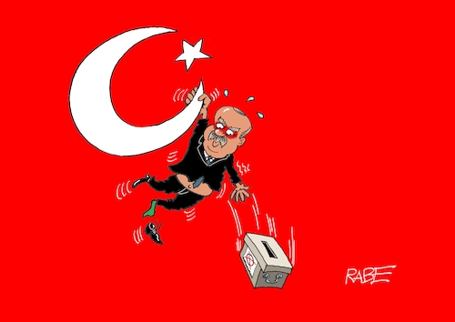 Cartoon: Der Mann am Mond (medium) by RABE tagged erdogan,sultan,präsident,wahl,wähler,wahlurne,rabe,ralf,böhme,cartoon,karikatur,pressezeichnung,farbcartoon,tagescartoon,flagge,rot,mondsichel,stern,absturz,hangelei,erdogan,sultan,präsident,wahl,wähler,wahlurne,rabe,ralf,böhme,cartoon,karikatur,pressezeichnung,farbcartoon,tagescartoon,flagge,rot,mondsichel,stern,absturz,hangelei