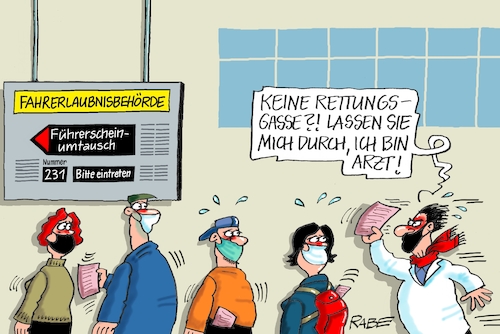 Cartoon: Der Schein trügt (medium) by RABE tagged führerschein,führerscheinstelle,führer,umtausch,führerscheinumtausch,fahrerlaubnis,fahrerlaubnisbehörde,rabe,ralf,böhme,cartoon,karikatur,pressezeichnung,farbzeichnung,tagescartoon,behörde,arzt,warteschlange,vordrängler,drängler,verkehr,autofahrer,führerschein,führerscheinstelle,führer,umtausch,führerscheinumtausch,fahrerlaubnis,fahrerlaubnisbehörde,rabe,ralf,böhme,cartoon,karikatur,pressezeichnung,farbzeichnung,tagescartoon,behörde,arzt,warteschlange,vordrängler,drängler,verkehr,autofahrer