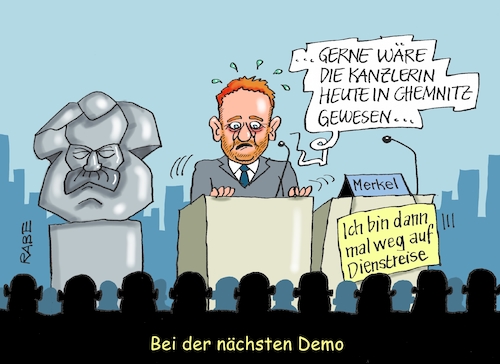 Cartoon: Dienstreise (medium) by RABE tagged chemnitz,sachsen,ministerpräsident,kretschmer,cdu,merkel,kanzlerin,dienstreise,karl,marx,nischl,rabe,ralf,böhme,cartoon,karikatur,pressezeichnung,farbcartoon,tagescartoon,demo,aufmarsch,rechte,pegida,instrumentalisierung,polizeieinsatz,westafrika,flüchtlinge,chemnitz,sachsen,ministerpräsident,kretschmer,cdu,merkel,kanzlerin,dienstreise,karl,marx,nischl,rabe,ralf,böhme,cartoon,karikatur,pressezeichnung,farbcartoon,tagescartoon,demo,aufmarsch,rechte,pegida,instrumentalisierung,polizeieinsatz,westafrika,flüchtlinge