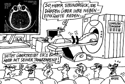 Cartoon: Durchleuchtetes (medium) by RABE tagged nebeneinkünfte,diät,diäten,abgeordnetendiät,beraterhonorar,offenlegung,transparenz,firmen,anwaltskanzlei,verquickung,geschmäckle,steinbrück,steinmeier,peer,spd,opposition,kanzler,kanzlerin,kanzlerkandidatur,kandidat,kandidatur,wahl,wahlkampf,bundestagswahl,merkel,cdu,kanzlerfrage,kanzlerdebatte,wahlsieger,computer,computertomografie,computertomograf,medizin,medizintechnik,arzt,monitor,bildschirm,übetragung,nebeneinkünfte,diät,diäten,abgeordnetendiät,beraterhonorar,offenlegung,transparenz,firmen,anwaltskanzlei,verquickung,geschmäckle,steinbrück,steinmeier,peer,spd,opposition,kanzler,kanzlerin,kanzlerkandidatur,kandidat,kandidatur,wahl,wahlkampf,bundestagswahl,merkel,cdu,kanzlerfrage,kanzlerdebatte,wahlsieger,computer,computertomografie,computertomograf,medizin,medizintechnik,arzt,monitor,bildschirm,übetragung