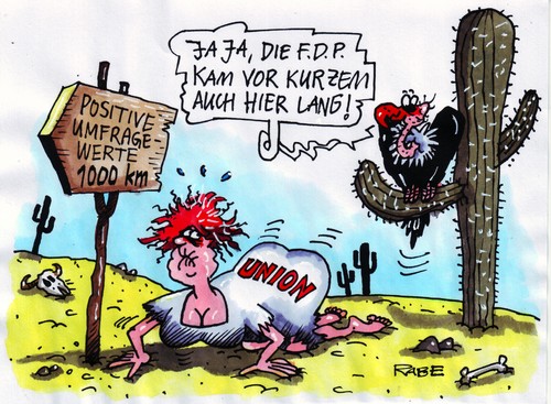 Cartoon: Durststrecke (medium) by RABE tagged cdu,fdp,bundesregierung,umfragewerte,wüste,kaktus,euro,bilanz,beleibtheitdurststrecke,wegweiser,partei,union,aasgeier,politbarometer,beleibtheitsskala,hitze,sonne,temperatur,skelett,knochen,sand,wüstensand,trockenheit,dürre,cdu,fdp,bundesregierung,umfragewerte,wüste,kaktus,euro,bilanz,beliebtheit,wegweiser,partei,union,politbarometer,beliebtheitsskala,temperatur,beliebtheits,durststrecke