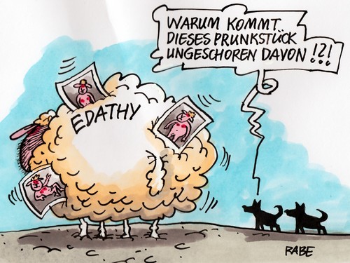 Cartoon: Edathyschaf (medium) by RABE tagged edathy,spd,kinderpornos,pornobilder,nacktfotos,fkk,nudistenfotos,kinderfotos,jungs,pädophil,schaf,schafsbock,rabe,ralf,böhme,cartoon,karikatur,pressezeichnung,farbcartoon,scheren,geschoren,wolle,schafswolle,affäre,edathyaffäre,bka,bestrafung,prunkstück,edathy,spd,kinderpornos,pornobilder,nacktfotos,fkk,nudistenfotos,kinderfotos,jungs,pädophil,schaf,schafsbock,rabe,ralf,böhme,cartoon,karikatur,pressezeichnung,farbcartoon,scheren,geschoren,wolle,schafswolle,affäre,edathyaffäre,bka,bestrafung,prunkstück