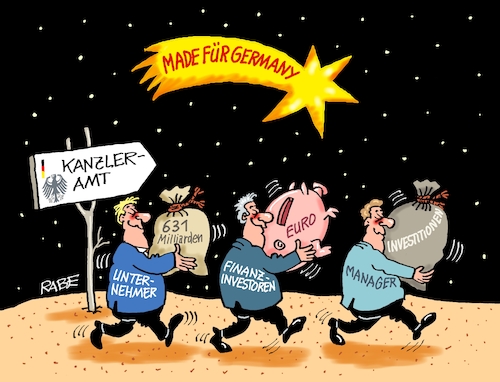 Cartoon: Eilige Drei Investoren (medium) by RABE tagged merz,union,kanzler,fritze,koalition,spd,klingbeil,bundesregierung,rabe,ralf,böhme,cartoon,karikatur,pressezeichnung,farbcartoon,tagescartoon,trump,putin,krisen,tv,nachrichten,investoren,kanzleramt,firmen,firmeninitiative,initiative,made,für,germany,wachstum,stagnation,wachstumsinitiative,heilige,drei,könige,weihrauch,gold,wihnachten,krippe,sparschwein,merz,union,kanzler,fritze,koalition,spd,klingbeil,bundesregierung,rabe,ralf,böhme,cartoon,karikatur,pressezeichnung,farbcartoon,tagescartoon,trump,putin,krisen,tv,nachrichten,investoren,kanzleramt,firmen,firmeninitiative,initiative,made,für,germany,wachstum,stagnation,wachstumsinitiative,heilige,drei,könige,weihrauch,gold,wihnachten,krippe,sparschwein