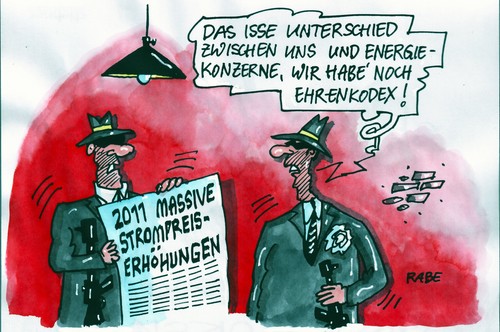 Cartoon: Energiemafia (medium) by RABE tagged stromkonzerne,energieriesen,stromerzeuger,wirtschaftsminister,umwelt,euro,abzockerei,verbrecher,ehrenkodex,mafiaboss,chefetage,volt,stromanbieter,machenschaften,stromkunde,stromfluß,schaltkasten,kassen,stromkonzerne,energieriesen,stromerzeuger,wirtschaftsminister,umwelt,euro,abzockerei,verbrecher,ehrenkodex