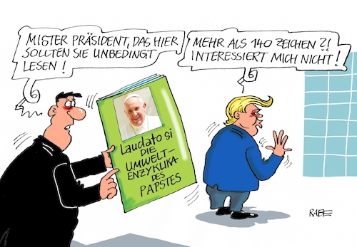 Cartoon: Enzyklika (medium) by RABE tagged pariser,klimaabkommen,klimapaket,klimaschutz,usa,präsident,trump,enthaltung,austritt,boykott,rabe,ralf,böhme,cartoon,karikatur,pressezeichnung,farbcartoon,tagescartoon,papst,rom,audienz,laudato,umwelt,umweltenzyklika,enzyklika,pariser,klimaabkommen,klimapaket,klimaschutz,usa,präsident,trump,enthaltung,austritt,boykott,rabe,ralf,böhme,cartoon,karikatur,pressezeichnung,farbcartoon,tagescartoon,papst,rom,audienz,laudato,umwelt,umweltenzyklika,enzyklika