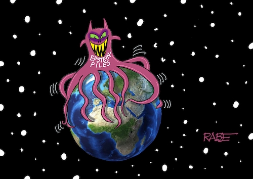 Cartoon: Epsteinkrake (medium) by RABE tagged trump,präsident,usa,donald,einmarsch,erstürmung,cartoon,karikatur,pressezeichnung,rabe,ralf,böhme,farbcartoon,tagescartoon,venezuela,südamerika,maduro,regimewechsel,weltordnung,kongress,völkerrecht,epstein,files,akten,veröffentlichung,krake,erde,erdball,sexualstraftäter,namen,schwärzung,prostitution,trump,präsident,usa,donald,einmarsch,erstürmung,cartoon,karikatur,pressezeichnung,rabe,ralf,böhme,farbcartoon,tagescartoon,venezuela,südamerika,maduro,regimewechsel,weltordnung,kongress,völkerrecht,epstein,files,akten,veröffentlichung,krake,erde,erdball,sex,sexualstraftäter,namen,schwärzung,prostitution