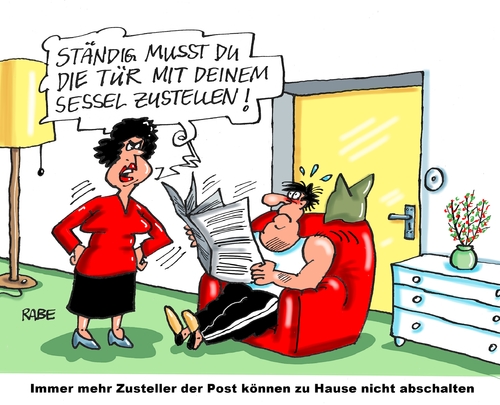 Cartoon: Erwin stellt alles zu (medium) by RABE tagged zusteller,post,postzusteller,pakete,briefe,päckchen,postauto,streik,verdi,arbeitskampf,rabe,ralf,böhme,cartoon,karikatur,pressezeichnung,farbcartoon,tagescartoon,sessel,feierabend,zuhause,zusteller,post,postzusteller,pakete,briefe,päckchen,postauto,streik,verdi,arbeitskampf,rabe,ralf,böhme,cartoon,karikatur,pressezeichnung,farbcartoon,tagescartoon,sessel,feierabend,zuhause