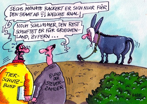 Cartoon: Eselei (medium) by RABE tagged steuerzahler,bund,bundesregierung,staat,steuergelder,steuerberater,abrackern,michel,esel,schuften,finanzamt,finazminister,schäuble,cdu,merkel,kanzlerin,euro,eurokrise,schulden,schuldenkrise,rettungsschirm,hilfspaket,griechenland,zypern,spanien,italien,portugal,irland,fiskalpakt,eurobond,schuldenschnitt,tierschützer,tierschutz,tierschutzbund,jahresbericht,monate,halbjahresbilanz,grautier,weide,steuerzahler,bund,bundesregierung,staat,steuergelder,steuerberater,finazminister,finanzamt