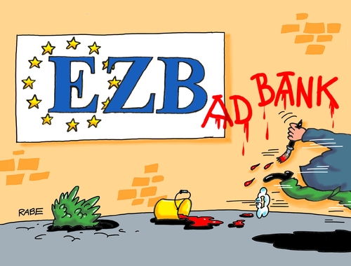 Cartoon: EZB (medium) by RABE tagged ezb,europäische,zentralbank,bänker,zinsen,leitzinsen,anleger,banken,bad,bank,börse,kredite,rabe,ralf,böhme,cartoon,karikatur,pressezeichnung,farbcartoon,tagescartoon,farbe,pinsel,eimer,hauswand,euro,spekulanten,ramsch,ezb,europäische,zentralbank,bänker,zinsen,leitzinsen,anleger,banken,bad,bank,börse,kredite,rabe,ralf,böhme,cartoon,karikatur,pressezeichnung,farbcartoon,tagescartoon,farbe,pinsel,eimer,hauswand,euro,spekulanten,ramsch