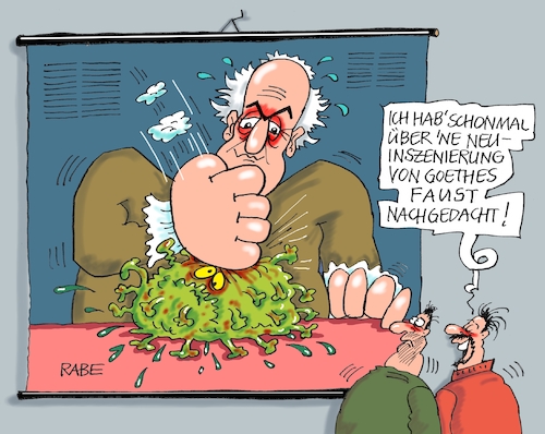 Cartoon: Faustschlag (medium) by RABE tagged virus,corona,pandemie,coronakrise,rabe,ralf,böhme,cartoon,karikatur,pressezeichnung,farbcartoon,tagescartoon,viren,virenschutz,mundschutz,desinfektion,föderal,föderalismus,ländersache,impfstoff,lockerungen,beschränkungen,kultur,theater,bühne,johann,wolkfgang,goethe,faust,urfaust,mephisto,virus,corona,pandemie,coronakrise,rabe,ralf,böhme,cartoon,karikatur,pressezeichnung,farbcartoon,tagescartoon,viren,virenschutz,mundschutz,desinfektion,föderal,föderalismus,ländersache,impfstoff,lockerungen,beschränkungen,kultur,theater,bühne,johann,wolkfgang,goethe,faust,urfaust,mephisto