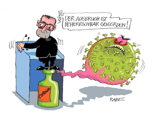 Cartoon: Flaschengeist (medium) by RABE tagged virus,corona,pandemie,coronakrise,rabe,ralf,böhme,cartoon,karikatur,pressezeichnung,farbcartoon,tagescartoon,viren,virenschutz,mundschutz,desinfektion,föderal,föderalismus,ländersache,beherrschung,jens,spahn,flaschengeist,rednerpult,abstandsregeln,kontaktsperre,virus,corona,pandemie,coronakrise,rabe,ralf,böhme,cartoon,karikatur,pressezeichnung,farbcartoon,tagescartoon,viren,virenschutz,mundschutz,desinfektion,föderal,föderalismus,ländersache,beherrschung,jens,spahn,flaschengeist,rednerpult,abstandsregeln,kontaktsperre