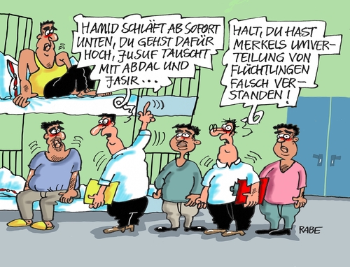 Cartoon: Flüchtlingshilfe (medium) by RABE tagged flüchtlinge,flüchtlingshilfe,umverteilung,flüchtlingsumverteilung,flüchtlingsunterbringung,flüchtlingsheim,merkel,kanzlerin,eu,europa,flüchtlingsquote,flüchtlingsgipfel,rabe,ralf,böhme,cartoon,karikatur,pressezeichnung,farbcartoon,tagescartoon,betten,oben,unten,flüchtlinge,flüchtlingshilfe,umverteilung,flüchtlingsumverteilung,flüchtlingsunterbringung,flüchtlingsheim,merkel,kanzlerin,eu,europa,flüchtlingsquote,flüchtlingsgipfel,rabe,ralf,böhme,cartoon,karikatur,pressezeichnung,farbcartoon,tagescartoon,betten,oben,unten