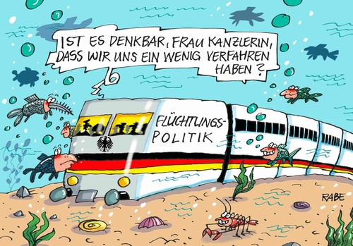 Cartoon: Flüchtlingspolitik (medium) by RABE tagged willkommenskultur,merkel,flüchtlinge,flüchtlingspolitik,karikatur,cartoon,böhme,ralf,rabe,altmaier,kanzlerin,flüchtlingsaufnahme,transitzonen,abschiebung,meer,tagescartoon,farbcartoon,pressezeichnung,syrer,wasser,tiefsee,afd,sorgen,ängste,ozean,krisengebiete,pegida,flüchtlingspolitik,flüchtlinge,merkel,kanzlerin,altmaier,abschiebung,transitzonen,flüchtlingsaufnahme,willkommenskultur,rabe,ralf,böhme,cartoon,karikatur,pressezeichnung,farbcartoon,tagescartoon,meer,tiefsee,wasser,ozean,ängste,sorgen,afd,pegida,krisengebiete,syrer