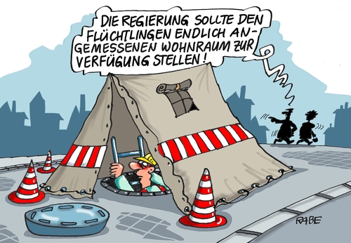 Cartoon: Flüchtlingsunterkunft (medium) by RABE tagged flüchtlingsdrama,mittelmeer,flüchtlinge,bootpeople,schlepper,schleuser,rabe,ralf,böhme,cartoon,karikatur,pressezeichnung,farbcartoon,tagescartoon,eu,europa,flüchtlingspolitik,flüchtlingsunterkunft,flüchtlingswohnheim,zelt,kommunen,städte,gemeinden,gelder,hilfsgelderbund,länder,vereinbarung,wohnung,wohnraum,flüchtlingsdrama,mittelmeer,flüchtlinge,bootpeople,schlepper,schleuser,rabe,ralf,böhme,cartoon,karikatur,pressezeichnung,farbcartoon,tagescartoon,eu,europa,flüchtlingspolitik,flüchtlingsunterkunft,flüchtlingswohnheim,zelt,kommunen,städte,gemeinden,gelder,hilfsgelderbund,länder,vereinbarung,wohnung,wohnraum