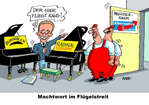 Cartoon: Flügelstreit (medium) by RABE tagged afd,alternative,für,deutschland,cdu,bundesparteitag,merkel,thüringen,mohring,rabe,ralf,böhme,cartoon,karikatur,pressezeichnung,farbcartoon,tagescartoon,abgrenzung,rechts,rechtslastig,lucke,flügelstreit,radikale,bürgeliche,afd,alternative,für,deutschland,cdu,bundesparteitag,merkel,thüringen,mohring,rabe,ralf,böhme,cartoon,karikatur,pressezeichnung,farbcartoon,tagescartoon,abgrenzung,rechts,rechtslastig,lucke,flügelstreit,radikale,bürgeliche