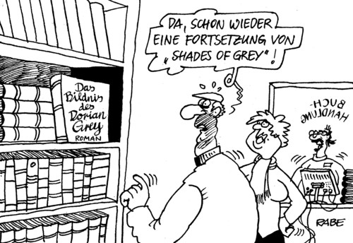 Cartoon: Fortsetzungsroman (medium) by RABE tagged shades,of,grey,bildnis,des,dorian,bücher,roman,sexpraktiken,sadomaso,lack,leder,mann,frau,schmerzen,buchhandlung,leser,domina,erotik,lust,verlangen,liebe,sadismus,masochisten,shades,of,grey,bildnis,des,dorian,bücher,roman,sexpraktiken,sadomaso,lack,leder,mann,frau,schmerzen,buchhandlung,leser,domina,erotik,lust,verlangen,liebe,sadismus,masochisten