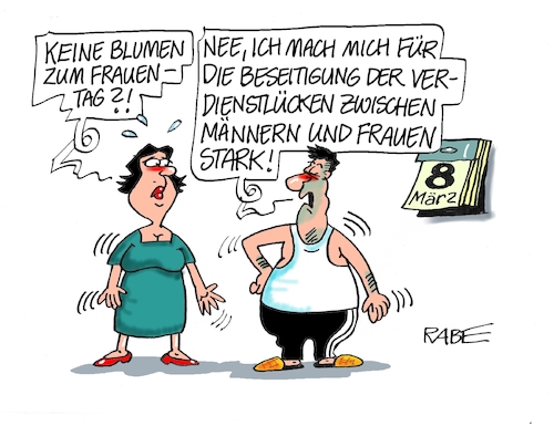 Cartoon: Frauentag mit Lücken (medium) by RABE tagged frauen,frauentag,achter,märz,gleichberechtigung,kalender,blumen,mann,ehepaar,abreisskalender,rabe,ralf,böhme,cartoon,karikatur,pressezeichnung,farbcartoon,tagescartoon,verdienstlücken,chefinnen,chefposten,frauenrechte,frauen,frauentag,achter,märz,gleichberechtigung,kalender,blumen,mann,ehepaar,abreisskalender,rabe,ralf,böhme,cartoon,karikatur,pressezeichnung,farbcartoon,tagescartoon,verdienstlücken,chefinnen,chefposten,frauenrechte