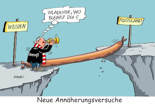 Cartoon: Friedensengel Hoeneß (medium) by RABE tagged uli,honeß,bayern,münchen,fußball,bratwurst,nürnberger,thüringer,brückenbauer,schlucht,abgrund,rabe,ralf,böhme,cartoon,karikatur,pressezeichnung,farbcartoon,tagescartoon,wladimir,putin,russland,moskau,kremlchef,beziehungen,sanktionen,despoten,machtmenschen,uli,honeß,bayern,münchen,fußball,bratwurst,nürnberger,thüringer,brückenbauer,schlucht,abgrund,rabe,ralf,böhme,cartoon,karikatur,pressezeichnung,farbcartoon,tagescartoon,wladimir,putin,russland,moskau,kremlchef,beziehungen,sanktionen,despoten,machtmenschen