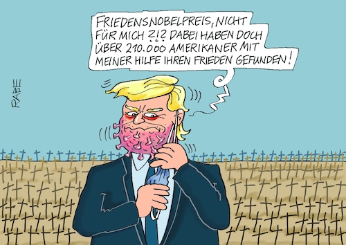 Cartoon: Friedensstifter (medium) by RABE tagged trump,usa,president,bolton,literatur,bücher,rabe,ralf,böhme,cartoon,karikatur,pressezeichnung,farbcartoon,tagescartoon,corona,biden,harris,pence,rededuell,tv,präsidentschaftswahlen,november,fernsehduell,briefwahl,demokraten,republikaner,frieden,freidensnobelpreis,nobelpreis,oslo,norwgen,coronakrise,quarantäne,coronaregeln,abstandsregeln,masken,maskenpflicht,friedhof,tote,totenkreuze,friedhofskreuze,gottesacker,preisverleihung,trump,usa,president,bolton,literatur,bücher,rabe,ralf,böhme,cartoon,karikatur,pressezeichnung,farbcartoon,tagescartoon,corona,biden,harris,pence,rededuell,tv,präsidentschaftswahlen,november,fernsehduell,briefwahl,demokraten,republikaner,frieden,freidensnobelpreis,nobelpreis,oslo,norwgen,coronakrise,quarantäne,coronaregeln,abstandsregeln,masken,maskenpflicht,friedhof,tote,totenkreuze,friedhofskreuze,gottesacker,preisverleihung