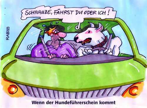 Cartoon: Führerschein (medium) by RABE tagged führerschein,hundeführerschein