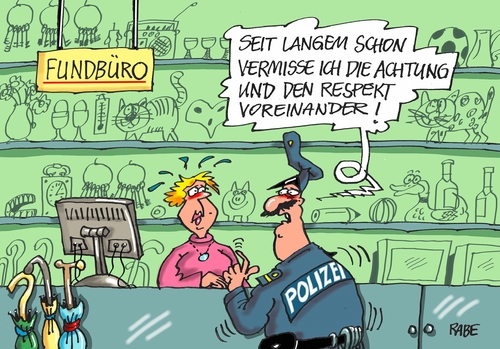 Cartoon: Fundbüro (medium) by RABE tagged achtung,respekt,fundbüro,polizist,sondereinsätze,beschimpfungen,flüchtlingskrise,flüchtlinge,flüchtlingsunterkünfte,rabe,ralf,böhme,cartoon,karikatur,pressezeichnung,farbcartoon,tagescartoon,bürger,willkommenskultur,achtung,respekt,fundbüro,polizist,sondereinsätze,beschimpfungen,flüchtlingskrise,flüchtlinge,flüchtlingsunterkünfte,rabe,ralf,böhme,cartoon,karikatur,pressezeichnung,farbcartoon,tagescartoon,bürger,willkommenskultur