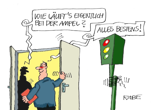 Cartoon: Funktionskontrolle (medium) by RABE tagged ampel,ampelkoalition,koalitionsvertrag,fdp,spd,grüne,rabe,ralf,böhme,cartoon,karikatur,pressezeichnung,farbcartoon,tagescartoon,fc,bayern,münchen,fußball,tor,lars,klingbeil,funktionstüchtigkeit,ukraine,ukrainekrieg,impfpflicht,corona,energiewende,sanktionen,ampellichter,defekt