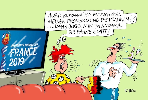 Cartoon: Fußball EM Frauen (medium) by RABE tagged damen,frauen,frauenfußball,fußball,em,frankreich,paris,rabe,ralf,böhme,cartoon,karikatur,pressezeichnung,farbcartoon,tagescartoon,prosecco,pralinen,bügeleisen,deutschlandfahne,alter,damen,frauen,frauenfußball,fußball,em,frankreich,paris,rabe,ralf,böhme,cartoon,karikatur,pressezeichnung,farbcartoon,tagescartoon,prosecco,pralinen,bügeleisen,deutschlandfahne,alter