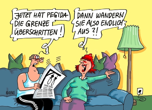 Cartoon: Galgenhumor nochmal (medium) by RABE tagged galgen,galgenhumor,galgenattrappe,dresden,pegida,montagsdemo,pegidademo,montagsspaziergang,flüchtlinge,flüchtlingsdebatte,rabe,ralf,böhme,cartoon,karikatur,pressezeichnung,farbcartoon,tagescartoon,mann,frau,couch,asylanten,transitzone,galgen,galgenhumor,galgenattrappe,dresden,pegida,montagsdemo,pegidademo,montagsspaziergang,flüchtlinge,flüchtlingsdebatte,rabe,ralf,böhme,cartoon,karikatur,pressezeichnung,farbcartoon,tagescartoon,mann,frau,couch,asylanten,transitzone