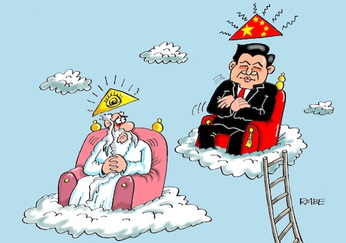 Cartoon: Ganz oben (medium) by RABE tagged xi,jinping,china,peking,staatschef,parteitag,kp,zentralkomitee,rabe,ralf,böhme,cartoon,karikatur,pressezeichnung,farbcartoon,tagescartoon,präsident,chinesen,taiwan,corona,pandemie,russland,ukrainekruieg,parteiführung,gott,himmel,wolke,auge,xi,jinping,china,peking,staatschef,parteitag,kp,zentralkomitee,rabe,ralf,böhme,cartoon,karikatur,pressezeichnung,farbcartoon,tagescartoon,präsident,chinesen,taiwan,corona,pandemie,russland,ukrainekruieg,parteiführung,gott,himmel,wolke,auge