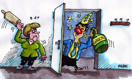 Cartoon: Völlig High (medium) by RABE tagged st,frau,mann,ehepaar,koalitionsstreit,koalitionsfrieden,koalitionsbruch,rösler,liberale,fdp,schwarzgelb,koalition,regierung,cdu,kanzlerin,merkel,deutschland,staatsoberhaupt,bundespräsidentenwahl,bürgerrechtler,ddr,pfarrer,nominierung,gauck,bundespräsident,bundespräsident,gauck