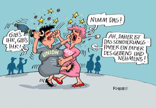 Cartoon: Geben und Nehmen (medium) by RABE tagged bundestagswahl,fdp,lindner,wer,wem,union,spd,groko,rabe,ralf,böhme,cartoon,karikatur,pressezeichnung,farbcartoon,tagescartoon,sense,tod,hürde,bundestagswahlkampf,schulz,merkel,seehofer,sondierung,koalition,koalitionsverhandlungen,csu,schlägerei,geben,nehmen,bundestagswahl,fdp,lindner,wer,wem,union,spd,groko,rabe,ralf,böhme,cartoon,karikatur,pressezeichnung,farbcartoon,tagescartoon,sense,tod,hürde,bundestagswahlkampf,schulz,merkel,seehofer,sondierung,koalition,koalitionsverhandlungen,csu,schlägerei,geben,nehmen