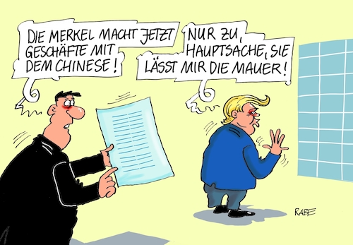 Cartoon: Geschäftemacher (medium) by RABE tagged merkel,kanzlerin,china,chinese,verträge,geschäfte,handelsabkommen,handelsbeziehungen,handelsverträge,li,peking,rabe,ralf,böhme,cartoon,karikatur,pressezeichnung,farbcartoon,tagescartoon,trump,donald,usa,präsident,ttip,deutschland,washington,mauer,merkel,kanzlerin,china,chinese,verträge,geschäfte,handelsabkommen,handelsbeziehungen,handelsverträge,li,peking,rabe,ralf,böhme,cartoon,karikatur,pressezeichnung,farbcartoon,tagescartoon,trump,donald,usa,präsident,ttip,deutschland,washington,mauer