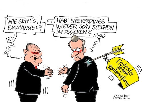 Cartoon: Getroffen (medium) by RABE tagged olaf,scholz,bundeskanzler,ankündigung,zeitenwende,ergebnisse,opposition,union,rabe,ralf,böhme,cartoon,karikatur,pressezeichnung,farbcartoon,tagescartoon,kluft,spalt,brücke,ampel,ampelregierung,emmanuel,macron,treffen,potsdam,rücken,rückenschmerzen,pfeil,pfeilspitze,proteste,gelbwesten,rente,rentenreform,olaf,scholz,bundeskanzler,ankündigung,zeitenwende,ergebnisse,opposition,union,rabe,ralf,böhme,cartoon,karikatur,pressezeichnung,farbcartoon,tagescartoon,kluft,spalt,brücke,ampel,ampelregierung,emmanuel,macron,treffen,potsdam,rücken,rückenschmerzen,pfeil,pfeilspitze,proteste,gelbwesten,rente,rentenreform