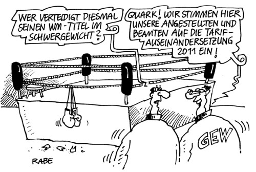 Cartoon: Gewerkschaftskampf (medium) by RABE tagged tarifrunde