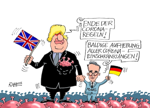 Cartoon: Gleich und Gleich (medium) by RABE tagged corona,bundländerkonferenz,merkel,kanzleramt,lockerungen,stufenplan,öffnungen,lockdown,shutdown,baumärkte,impfdosen,rki,fallzahlen,inzidenzwert,spahn,impfzentren,impfreihenfolge,notbremse,boris,johnson,delta,deltavariante,heiko,maas,außenminister,deutschland,england,em,wembley,aufhebung,coronabeschränkungen,gleich,corona,bundländerkonferenz,merkel,kanzleramt,lockerungen,stufenplan,öffnungen,lockdown,shutdown,baumärkte,impfdosen,rki,fallzahlen,inzidenzwert,spahn,impfzentren,impfreihenfolge,notbremse,boris,johnson,delta,deltavariante,heiko,maas,außenminister,deutschland,england,em,wembley,aufhebung,coronabeschränkungen